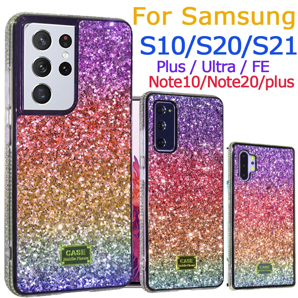 For Samsung Galaxy S21 Ultra Rainbow Case S Fe S10 5g Diamond Phone Cover Note 10 Plus S 21 S21ultra Splus Glitter Women Phone Case Covers Aliexpress