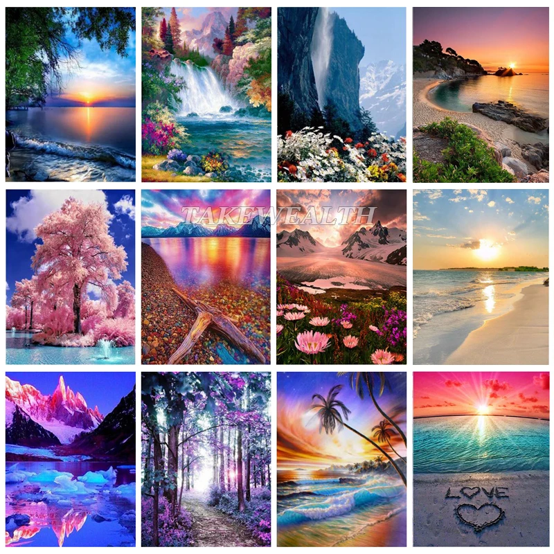 5D DIY Diamond Painting Natural Scenery Embroidered Cross-stitch Mosaic Full Rhinestone Decoration TT860 | Дом и сад