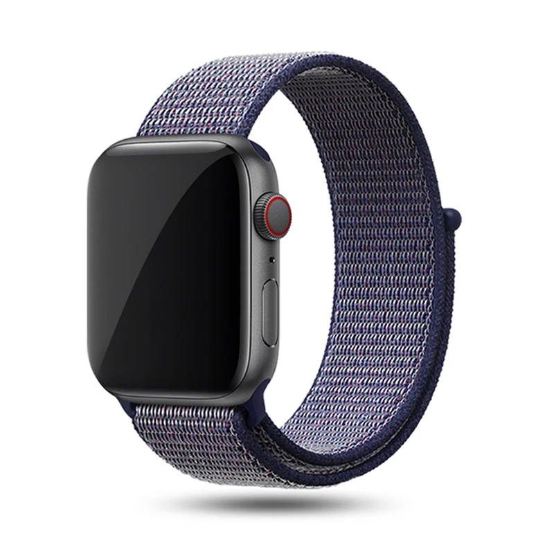 Midnight blue Спортивная петля для Apple watch, ремешок 42 мм, 38 мм, 44 мм, 40 мм, тканый нейлоновый браслет correa iwatch серии 4, 3, 2, 1, браслет для часов Apple watch 5, 4 - Цвет ремешка: Midnight blue