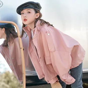 

Teenage Girl Spring Autumn PU Coat Jacket Kids Casual Motorcycle Leather Bomber Jackets Children Coats Overwear Clothes 12 13 14