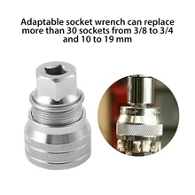 

Socket Ratchet Wrench Universal Stainless Steel Spanner Sleeve Multifunctional Portable Reusable Replacement Accessory