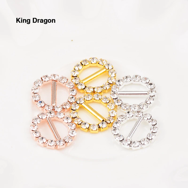 

New Arrival Round Clear Rhinestone Buckle Gift Packing Slider Wedding Accessories (Inner Bar 10MM) 10PCS/Lot KD581