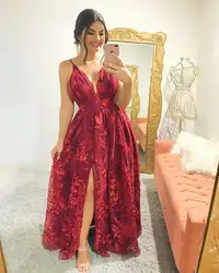 Вечернее формальное платье 2019 Abendkleider Vestido Longo Festa Robe De Soiree красные Арабские Вечерние платья Длинные