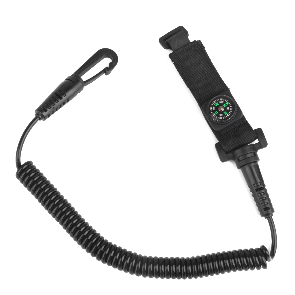 2pc Coiled Bungee Cord Kayak Canoe Boat Fishing Rod Paddle Leash Compass Lanyard