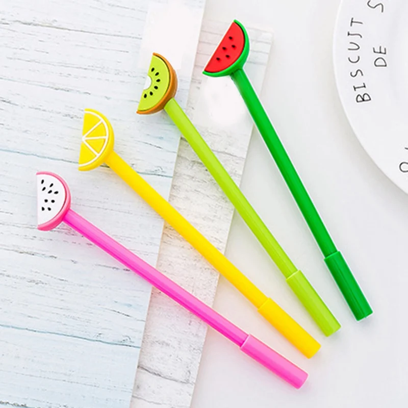 

Cute Stationery Lovely Cartoon Fruits Gel Ink Pen Kiwifruit Watermelon Lemon Pitaya 0.38mm Student Office Writing Pens Kids Gift