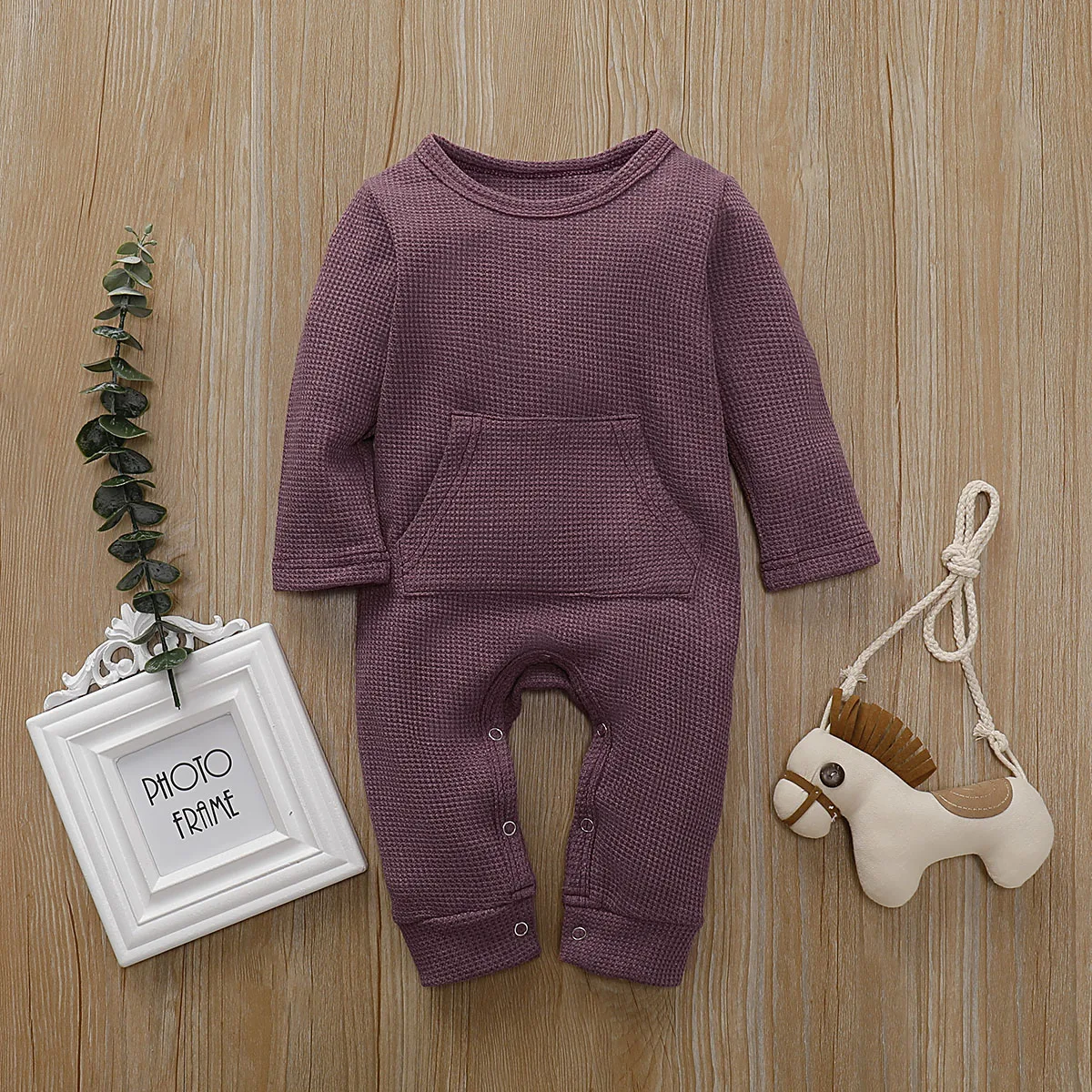 Pudcoco/Одежда для новорожденных мальчиков и девочек; Однотонный вязаный хлопковый комбинезон с длинными рукавами; комбинезон; цельнокроеный костюм; одежда для подвижных игр