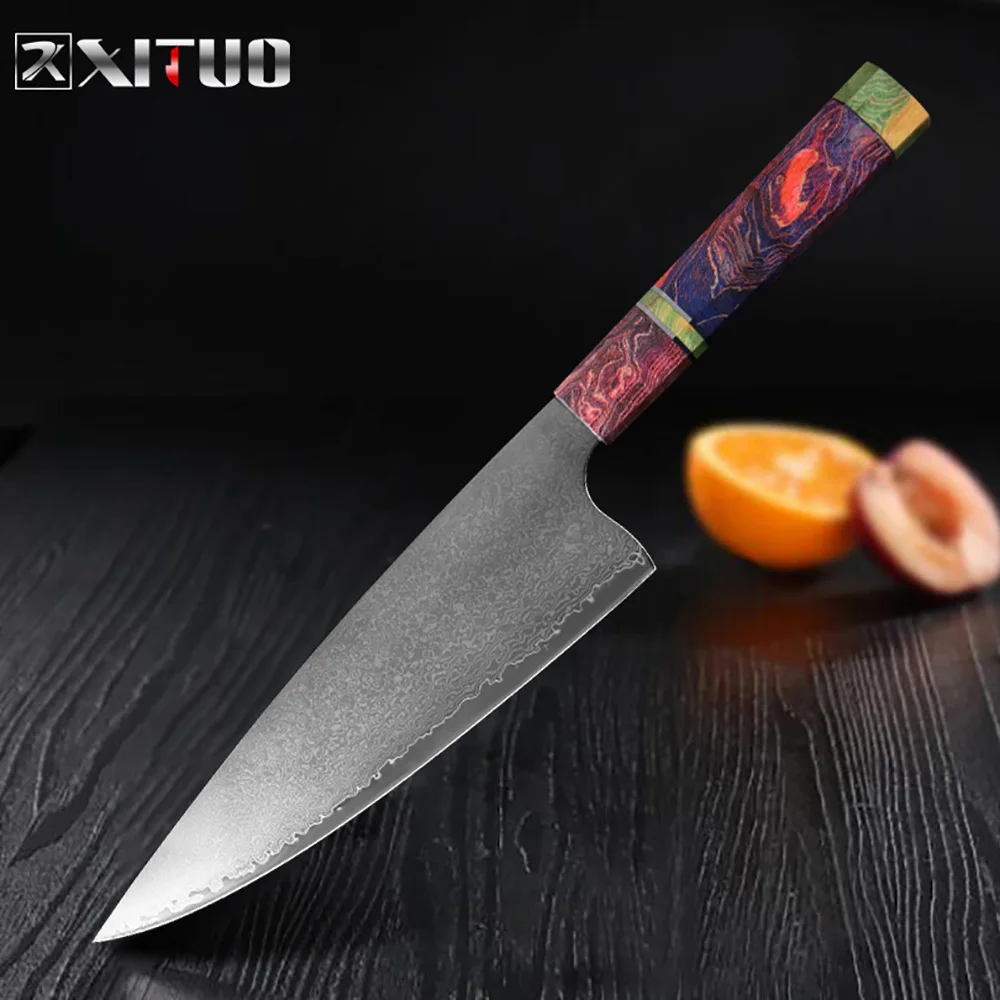 8 Inch Chef Knife Нож шеф-повара XITUO Дамасская сталь VG10 Профессиональный японский кухонный нож острый нож для нарезания Gyuto утилита кухонные инструменты - Цвет: 8 Inch Chef Knife