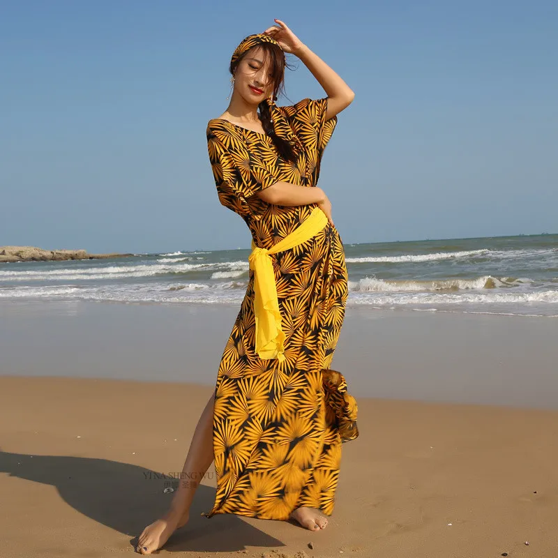 Yellow Новая мода, женская одежда для танца живота, Одежда для танцев, балади, платье Саиди, цельные платья для девочек, цветочный костюм, платье для танца живота - Цвет: Yellow