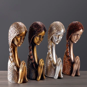 

New European Resin Praying Girl Ornament Home Furnishing Decoration Crafts Livingroon Diningroom Desktop Figurines Wedding Gift