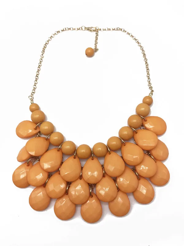 Europe And America Multi-color Water Droplet Surface Cutting Beads Necklace Short Necklace Hand-woven Fan-shaped Resin Necklace