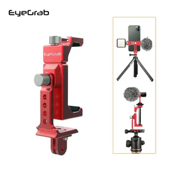 

Eyecrab Red Design Metal Phone Tripod Mount Broadcast Camera Bracket Adjustment Sport Camera Adapter Stand Clip Holder D40