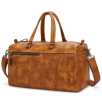 

Qisemian Leather Bag Western Style Fashion Casual Men's Bag Tanned Leather shu gao pi Leather Luggage Bag