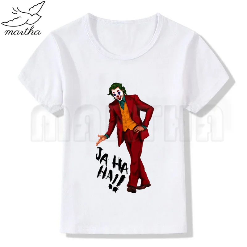Joker Joaquin Phoenix/Новинка; забавная футболка; футболка для мальчиков; модная детская футболка с круглым вырезом и короткими рукавами; детская белая одежда с принтом - Цвет: WhiteB