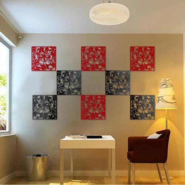 Fashion Hollow Black Stickers Room Divider Shield White Hanging Screen Curtain Color Red Butterfly Wall Flower