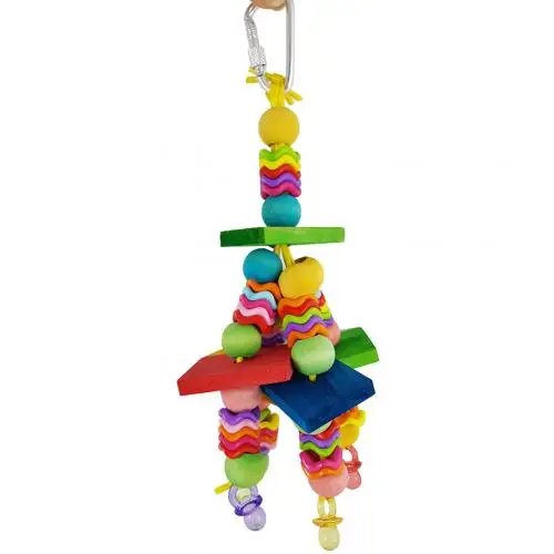 Multicolor Pet Bird Building Blocks Bead Hanging Cage Decor Bite-resistant Chew Toy - Цвет: Multicolor