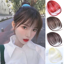 Для женщин, имитация челок, накладные волосы на заколках, натуральные воздушные челки, синтетический парик, коричневый, красный, серебристый, черный, аксессуары для волос