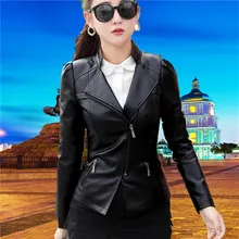 2021 Spring Autumn PU Leather Jacket Women Casual Faux Short Coat Fashion Mosaic Plus Size Bomber Jackets Female Outerwear