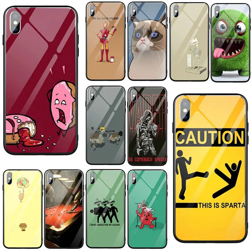 Tempered Glass Phone Case Accessories Cover for iPhone 5 5S SE X XR XS 11 Pro Max 8 8pus 6s 7 plus Funny Humor | Мобильные телефоны