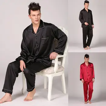 

Men's Pajamas Lounge Wear Suits Set Tops with Pants Long-sleeved Classic Elegant Solid Trend Sofa Comfort Home Dropship#0730