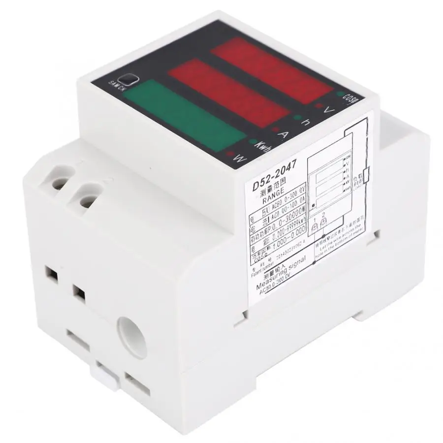 Многофункциональный измеритель Din-Rail Тип напряжения тока измерительный мультиметр AC80-300V AC0-100A для переменного напряжения и тока