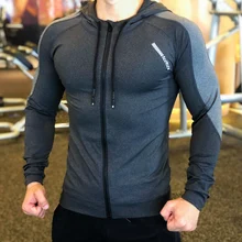 Мужские толстовки для спортзала, занятий спортом, бега, тренировок, фитнеса, компрессионная эластичная толстовка для бодибилдинга, Спортивная мужская куртка с капюшоном, толстовки