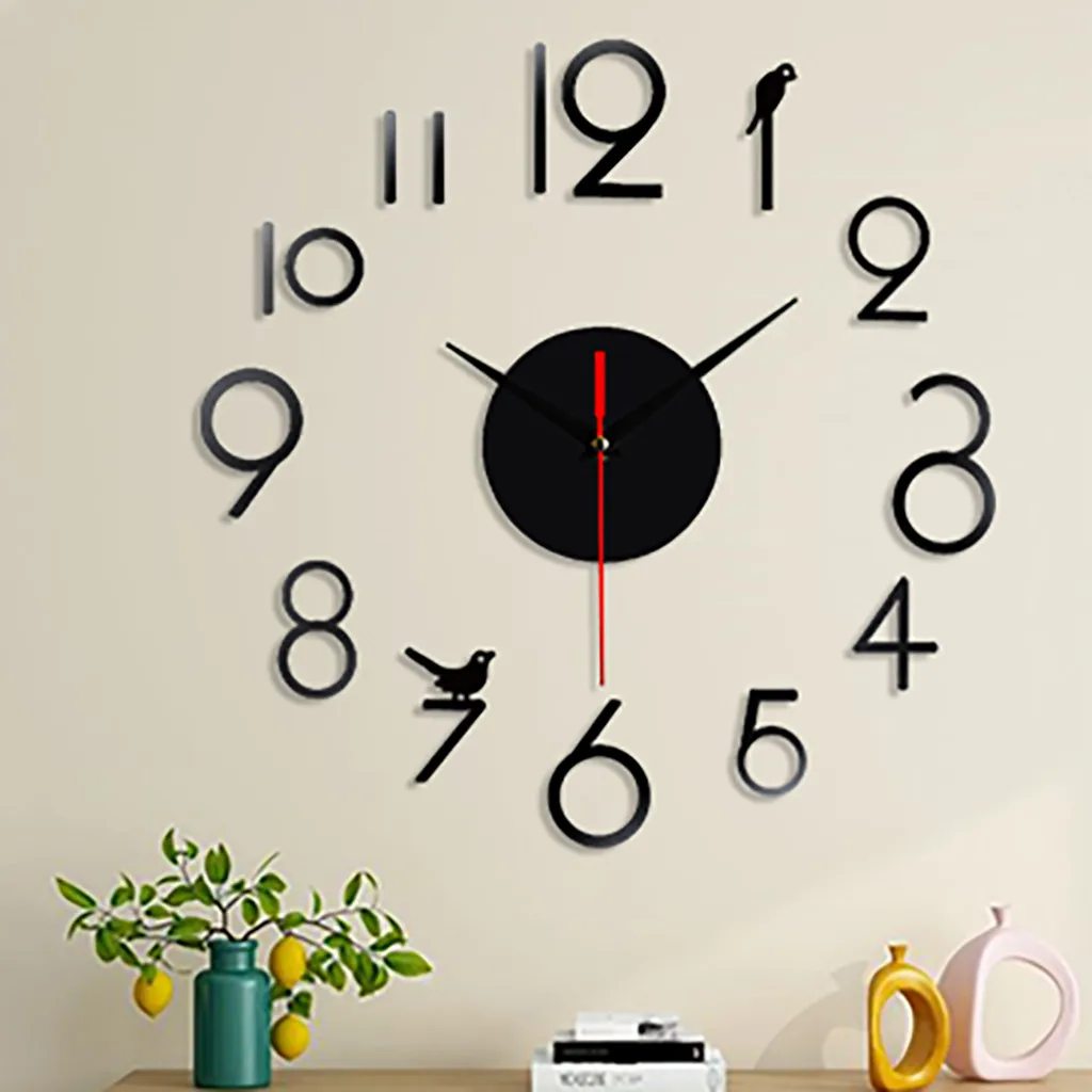 Frameless Diy Wall Mute Clock 3d Mirror Surface Sticker Home Office Decor Wall Clock Modern Design Decor Acrylic