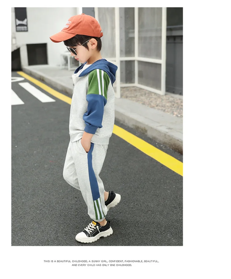 Детская одежда осенний костюм для мальчиков новинка, западный стиль, весенне-осенние спортивные комплекты для больших детей