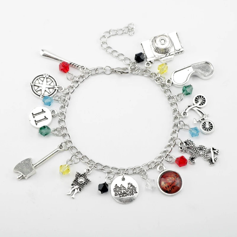 Fashion Stranger Things Crystal Beads Camera Phone Ax Bike 11 Bracelets Bangles For Woman Girls  Jewelry Gift