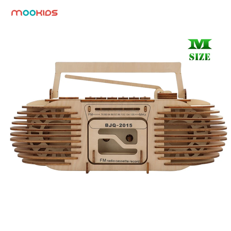 

Mookids Educational Hobbies Gift DIY 3D Wooden Sound Recorder Diy Mode Puzzle Game Kids Natural radio Model Building Kits toys