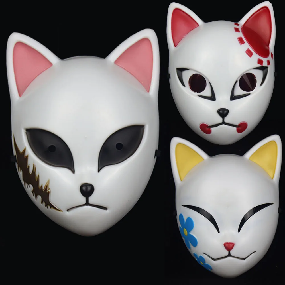 Anime Demon Slayer Kamado Tanjirou Sabito Makomo Plastic Cosplay Mask Headwear Hannya Tengu Masks Halloween Party Props | Тематическая