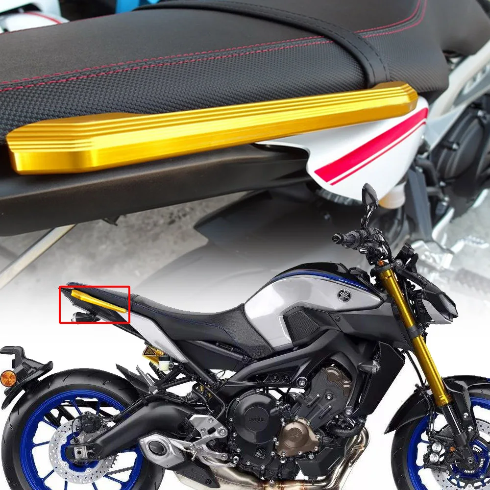 ZXC Fit For Yamaha MT09 MT-09 FZ09 FZ MT 09 2014 2015 2016 2017 Motorcycle Accessories CNC Rear Passenger Seat Hand Handle Grab Bar Rail Installation Is Simple and Convenient Color : Gold 