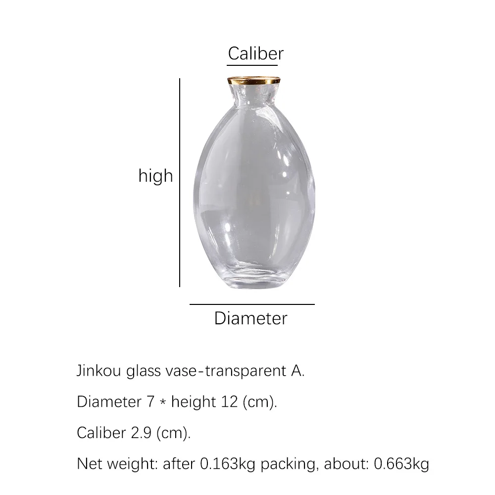 Скандинавская стеклянная ваза для цветов декор гостиной Золотая настольная