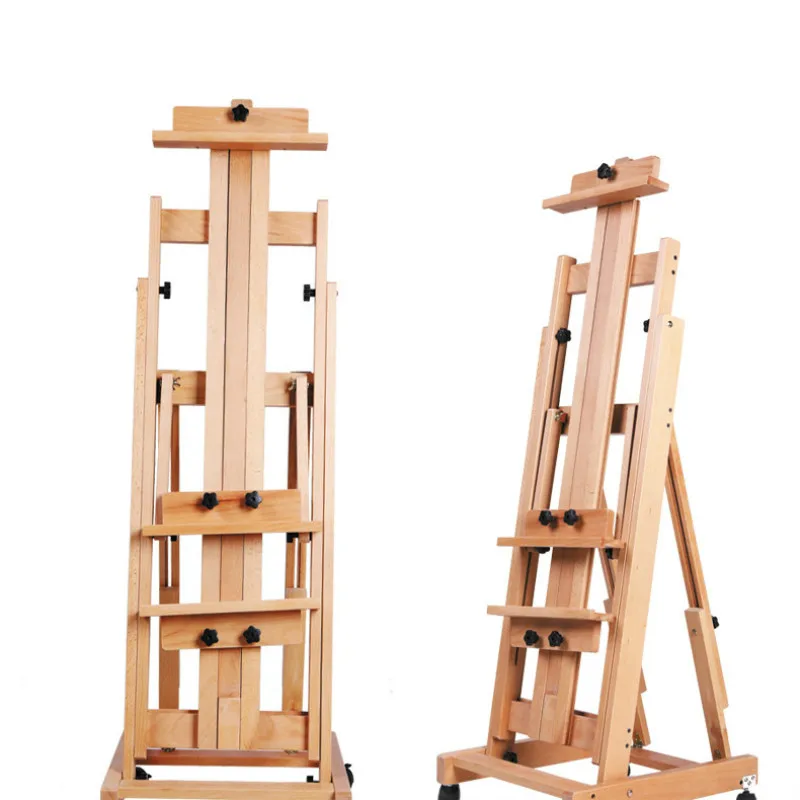 木製 大型 イーゼル アトリエイーゼル 油絵 キャスター付 高さ/角度