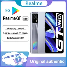 Realme – SmartPhone GT Neo 5G, ROM global, 6.43 pouces, 120Hz, SAMOLED Deminsty 1200, 4500mAh, 50W Charge rapide, caméra 64mp, Google NFC, Original 