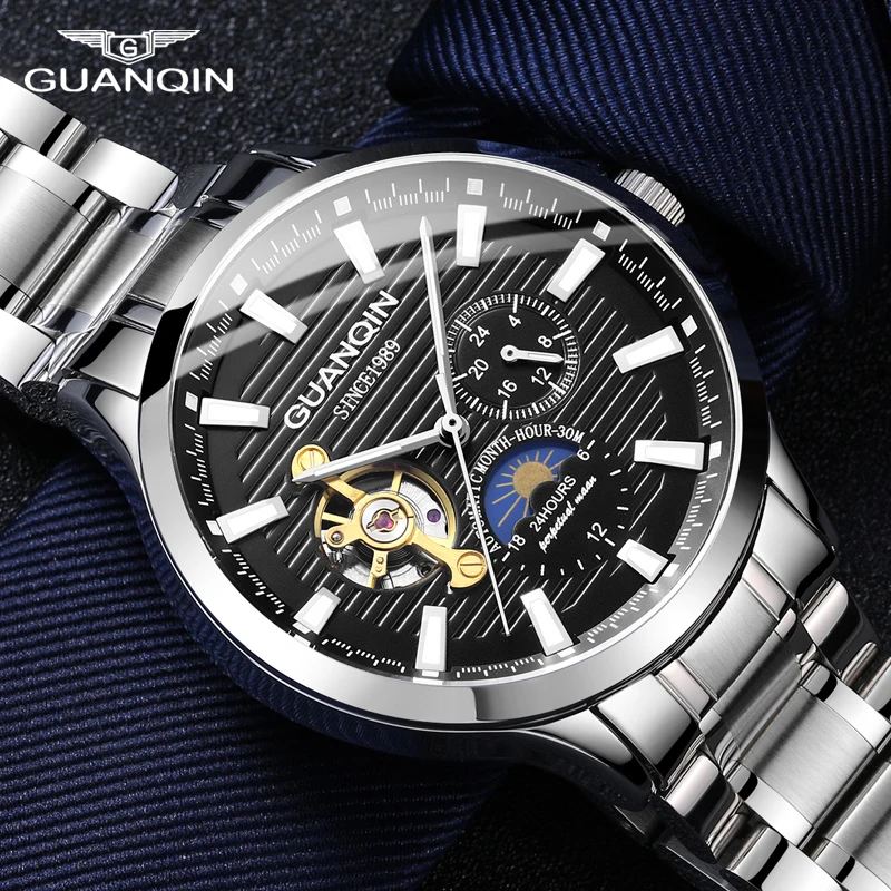 GUANQIN 2020 business watch men Automatic Luminous clock men Tourbillon waterproof Mechanical watch top brand relogio masculino afbeelding