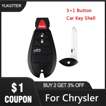 

YLKGTTER 3+1/4 Button Remote Keyless Car Key Cover Fob Case For Chrysler/Jeep /Dodge Grand Cherokee 2008 2009 2010 ABS Key Cover