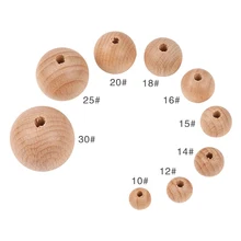 

100Pcs Wooden Teething Accessories 10-30mm Wooden Teether Chewable Round Beads DIY Craft Jewelry Ecofriendly Beech Beads