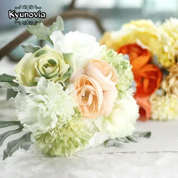 

Kyunovia Wedding Accessories Silk Wild Flowers Bouquet Wedding Plain Color Bridal Bouquet Wedding Boquet flores artificiales D45