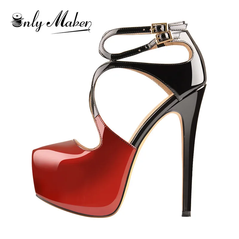 Onlymaker Women's 15~16CM High Heel Ankle Strap Platform Stilettos Pointed Toe Sandals Pumps Big Size US5~US15 | Обувь