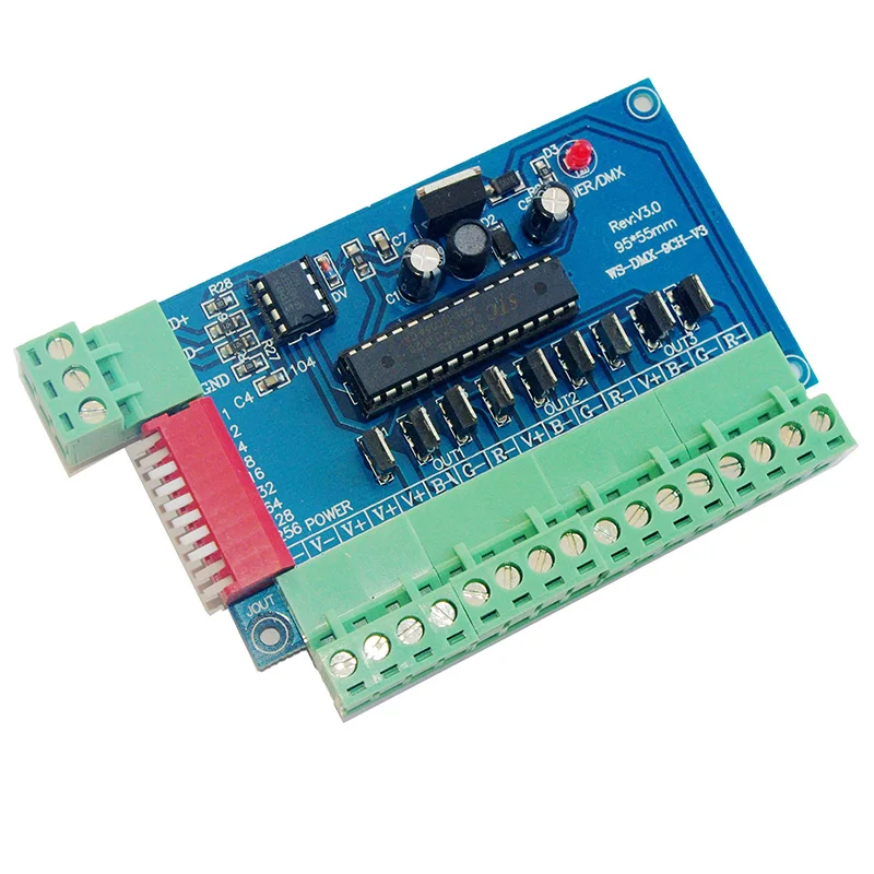 Светодиодный 9CH DMX512 декодер 9 канала 3 группы * 3A 37A max 3P контроллер DC5V-24V DMX диммер