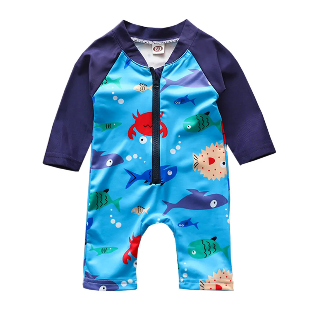 Малыша рыбы для маленьких мальчиков для мальчиков и девочек, на молнии, с символикой человека-купальник Комбинезон купальный костюм ванный комплект детское бикини оборками слитные купальники для будущих мам купальник - Цвет: Синий