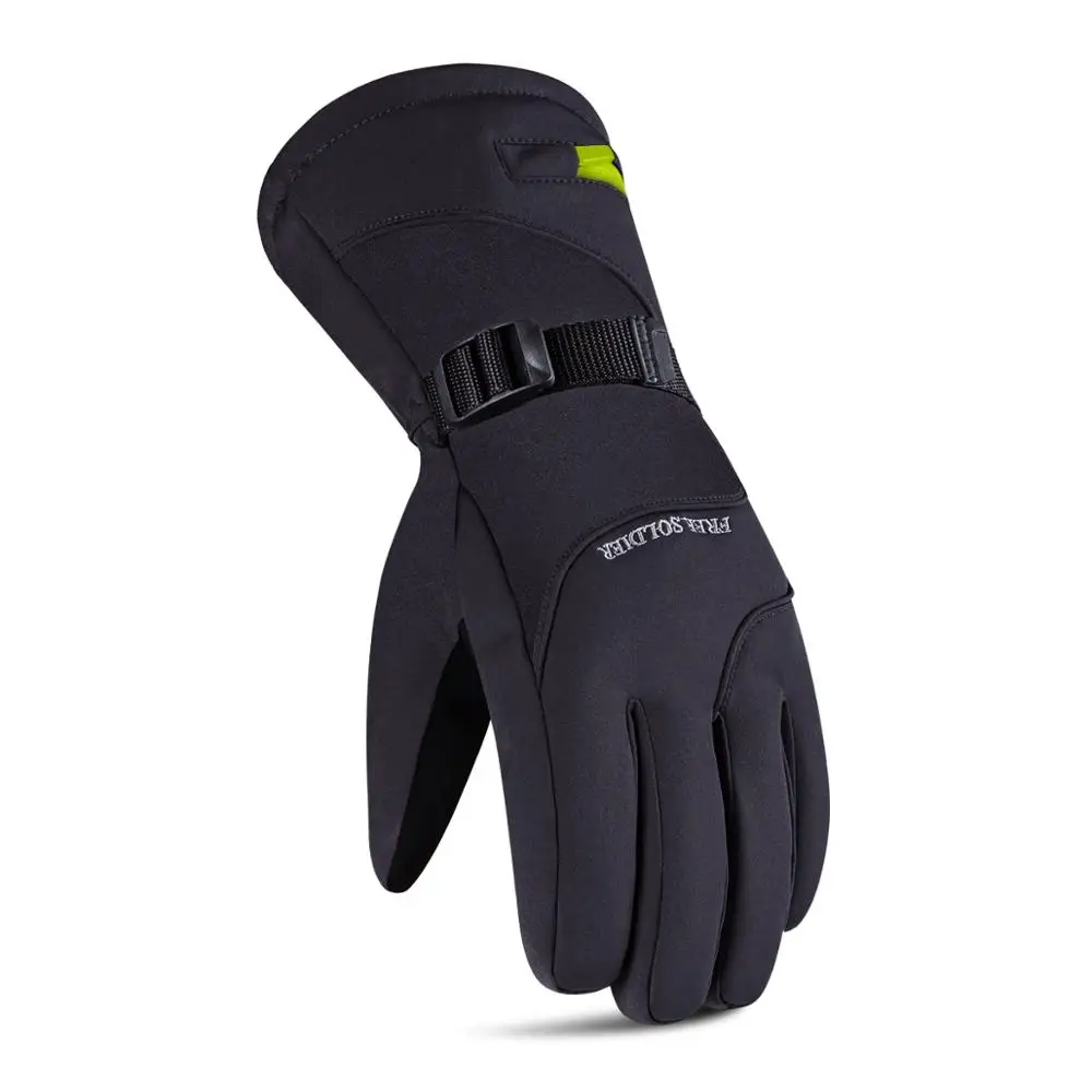 Перчатки FREE SOLDIER для мужчин и женщин с сенсорным экраном, ветрозащитные теплые перчатки для катания на лыжах, отдыха, сноуборде, мотоцикле, кемпинге - Цвет: Black(green)