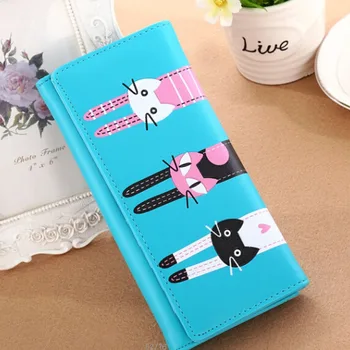 

Long Wallet PU Leather Women's Cute Fashion Purse Cat Pattern Coin Purse Card Holders Handbag Wallets Cartoon Printing