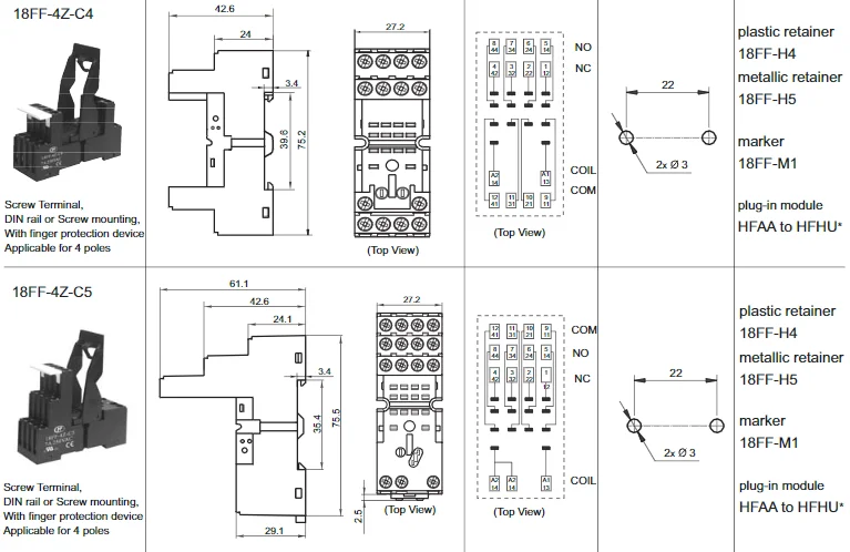 HF18FF JQX 18F pcb Промышленный контроль промежуточное реле DC 12V 24V 220V 2Z2 8PiN HONGFA SONGLE OMRON MY2