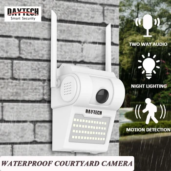 

DAYTECH Outdoor Wireless IP Camera LED Light IR Audio Video IP66 Waterproof Home Garden CCTV WiFi Security Courtyard Camera