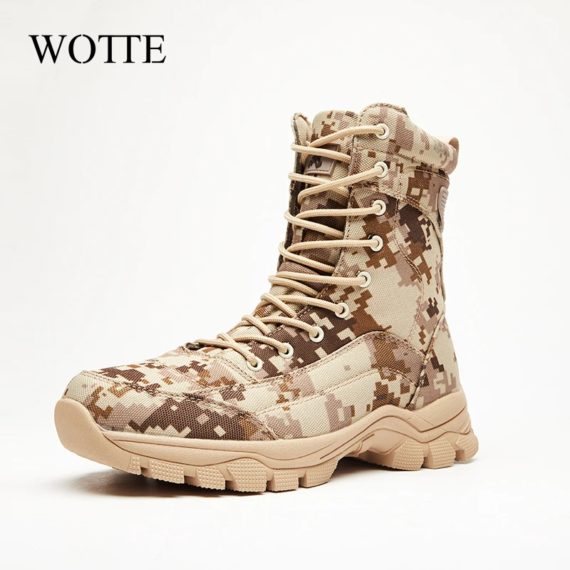 Botas militares de camuflaje para hombre, zapatos para senderismo, caza, escalada, de cuero, resistentes al desgaste|Botas de - AliExpress