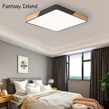 

Wood thin LED Ceiling Light Modern Ceiling Lamp Surface Mount Flush Panel Remote Control Light for Restaurant Foyer Bedroom