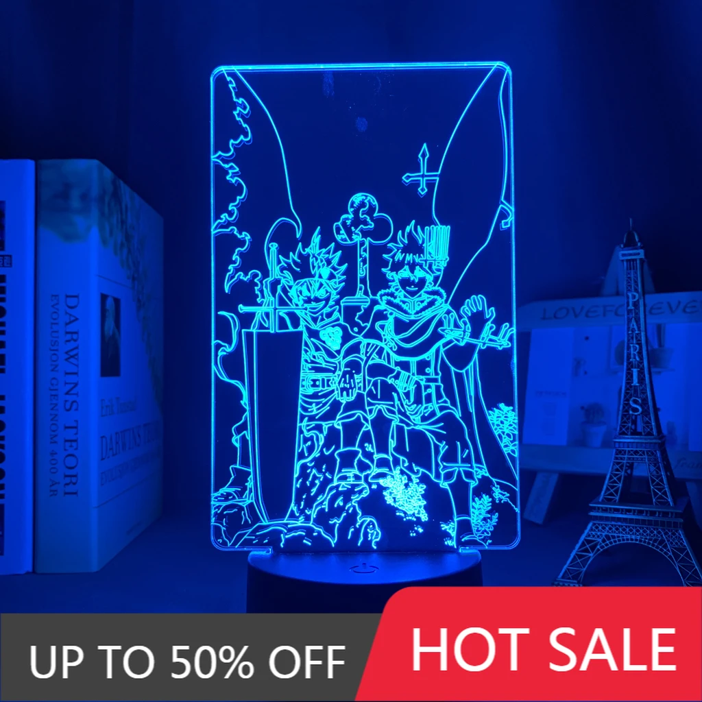 

Black Clover Yuno and Asta Anime Led Light for Bedroom Decor Nightlight Kids Birthday Gift Manga Night Light Room Table 3d Lamp