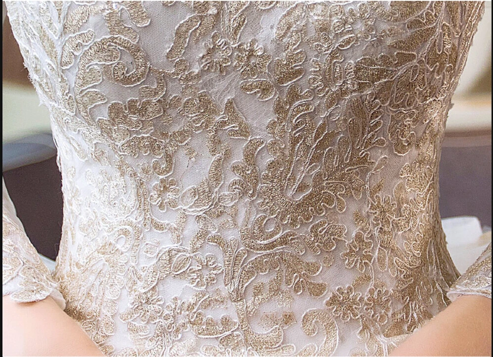 Robe de Mariage Белое Бальное Платье принцессы Свадебное платье с открытыми плечами с длинным рукавом Кружева аппликации Пышное свадебное платье платья