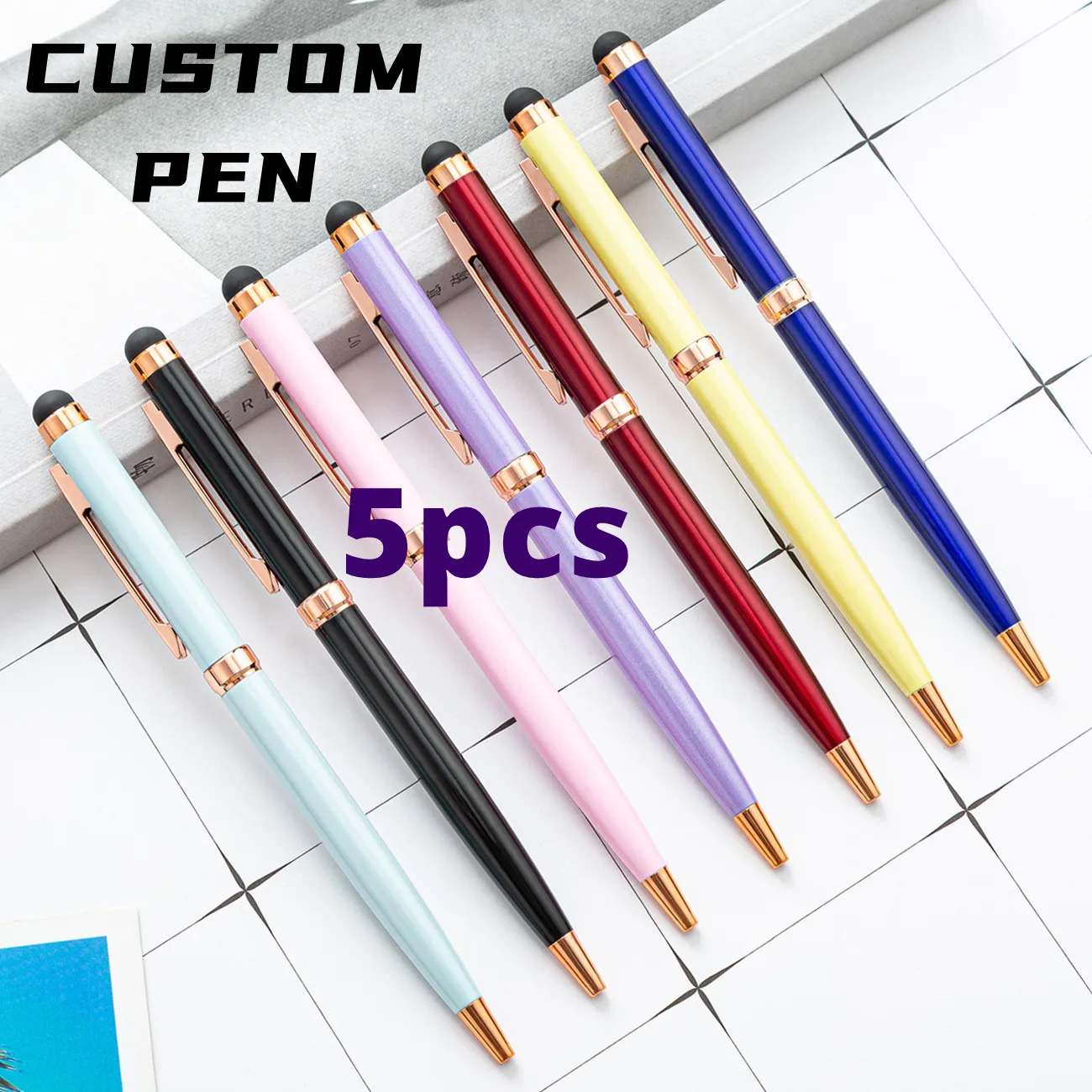 5pcs Special Wholesale Metal Pen Advertising Ball Colorful Stationery Touch Stylus Pens with custom logo | Канцтовары для офиса и
